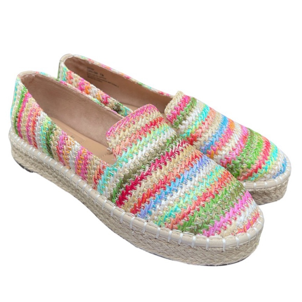 Joie Cara Multicolored Striped Raffia Espadrilles Size 7
